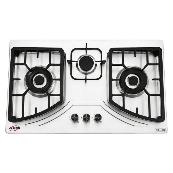 AXIS AX-336 3-Burner Silver Stainless Steel Hob