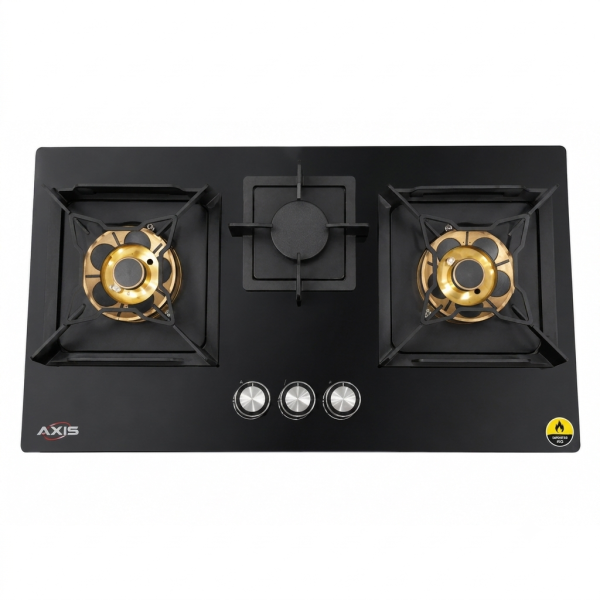 AXIS AX03a-BB-3mm 3-Burner Black Stainless Steel Hob