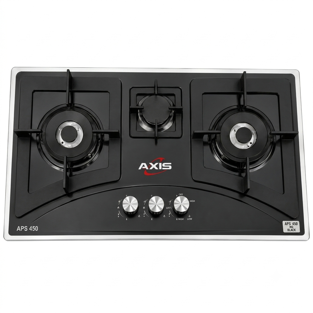 AXIS AX-SB450-APS120 3-Burner Black/Silver Stainless Steel Hob