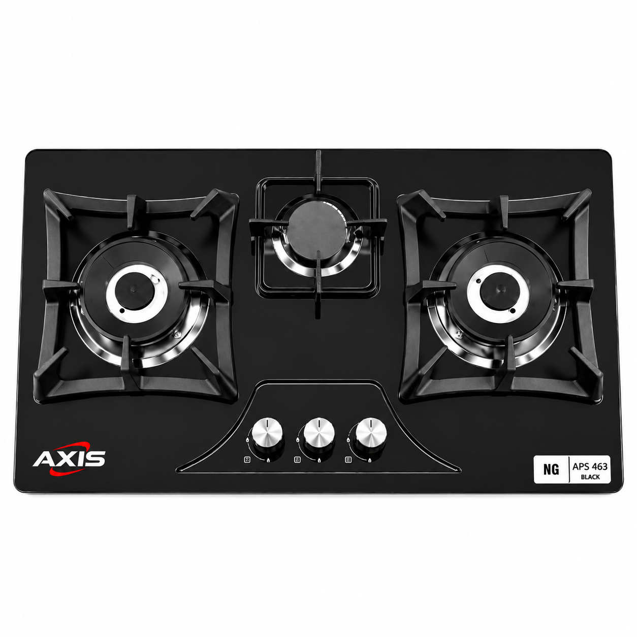 AXIS AX-SB463-APS120 3-Burner Black Stainless Steel Hob
