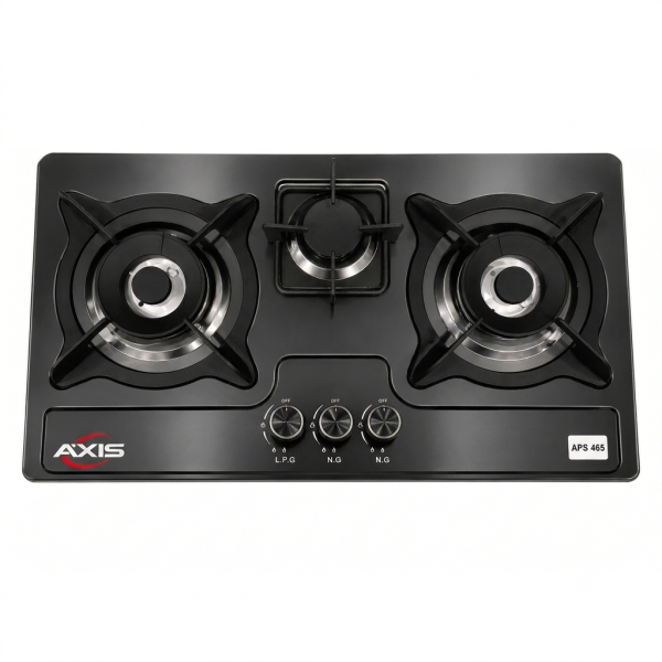 AXIS AX-SB465-APS120 3-Burner Black Stainless Steel Hob