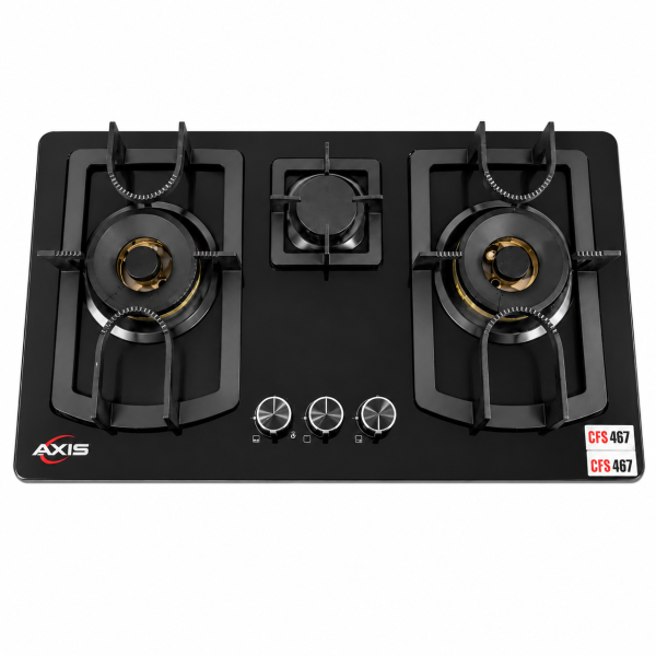 AXIS AX-SB467-APS (CFS 467) 3-Burner Black Stainless Steel Hob
