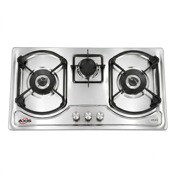 AXIS AX-SS477-APS120 3-Burner Silver Stainless Steel Hob