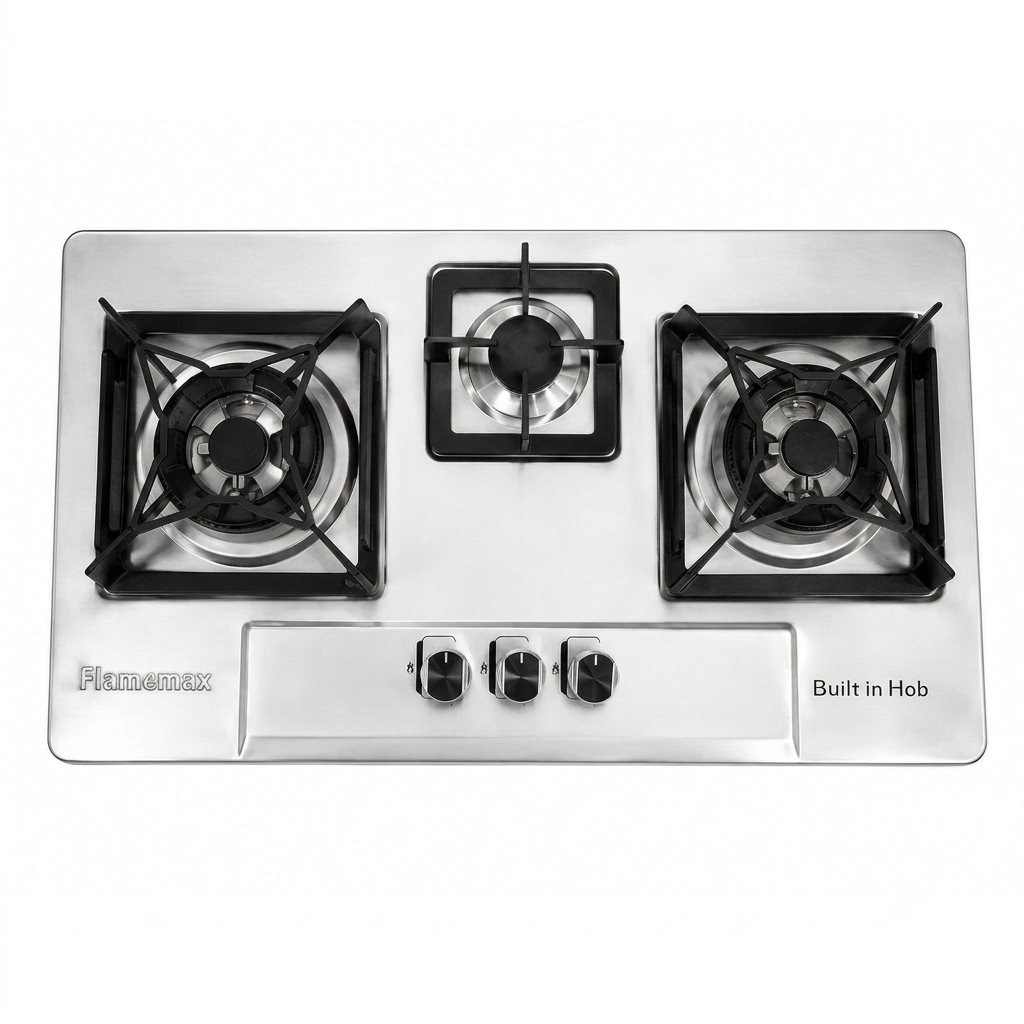 Flamemax FM-D1-600 3-Burner Silver Mild Steel Hob
