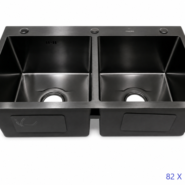 TAKNO TK-HMS-8245 Double Bowl Steel Sink (82cmx45cm)