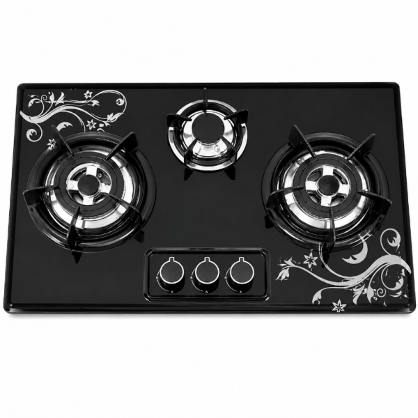 AXIS PB-SS-03 3-Burner Black/Silver Stainless Steel Hob